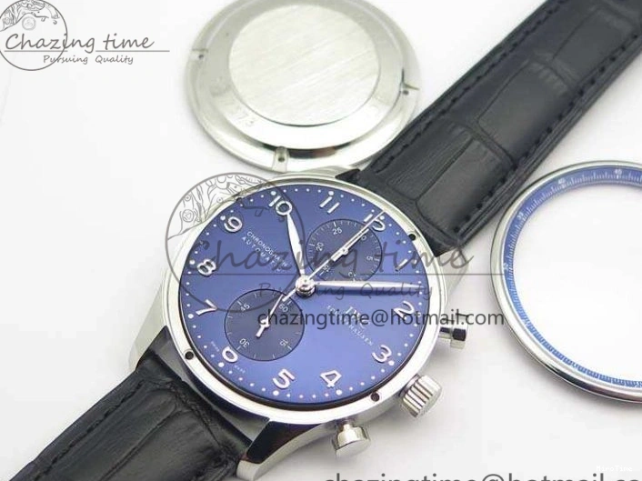MIROTIME 0421 MoistureWicking Portuguese IW371491 ZF 1:1 Best Edition SS Blue Dial On Leather Strap A79350 (Slim Movement) V 7221